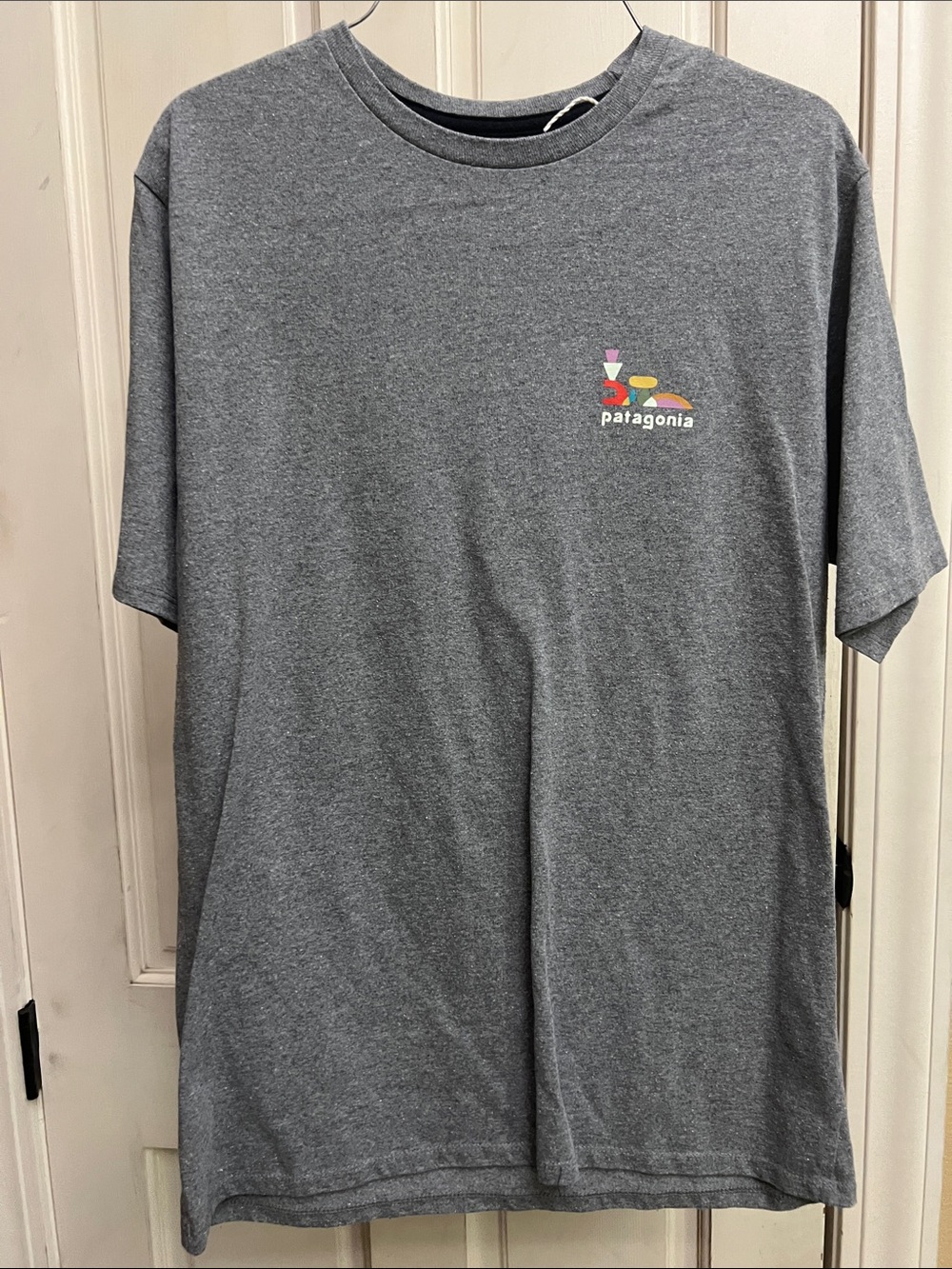 Patagonia Gray Short-Sleeve Tee with Small Multicolor Logo